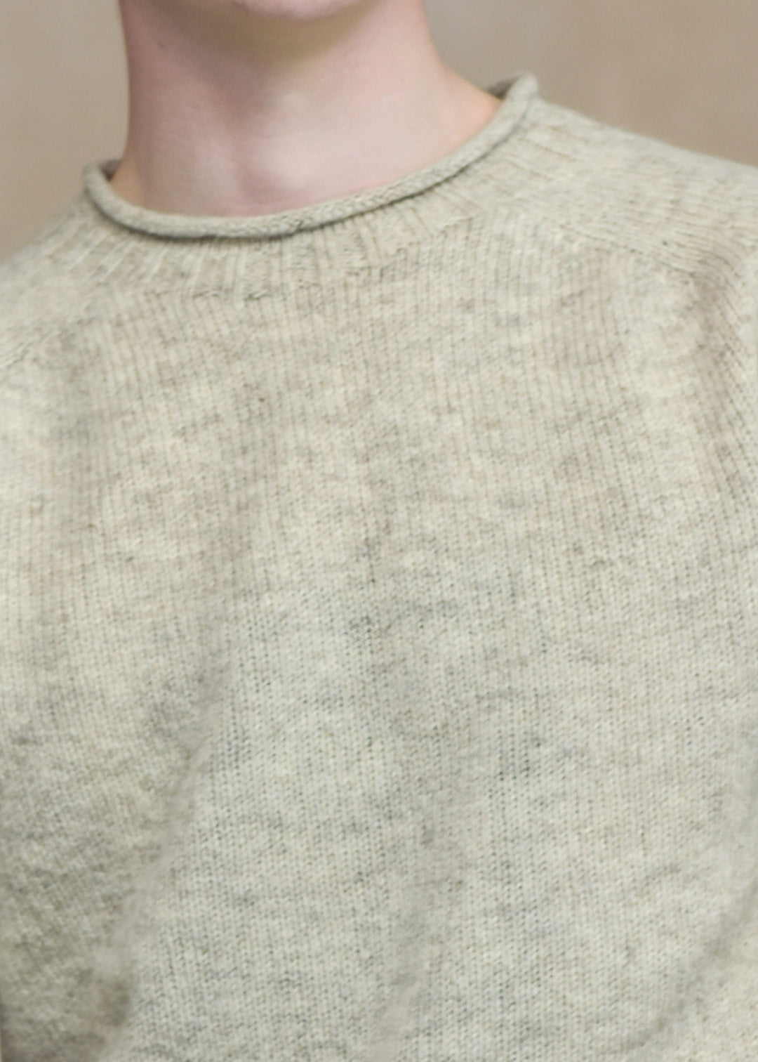 Shetland wool jumper in natural oatmeal.