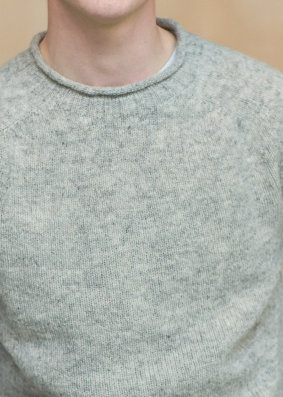 Shetland wool jumper in natural pale grey.