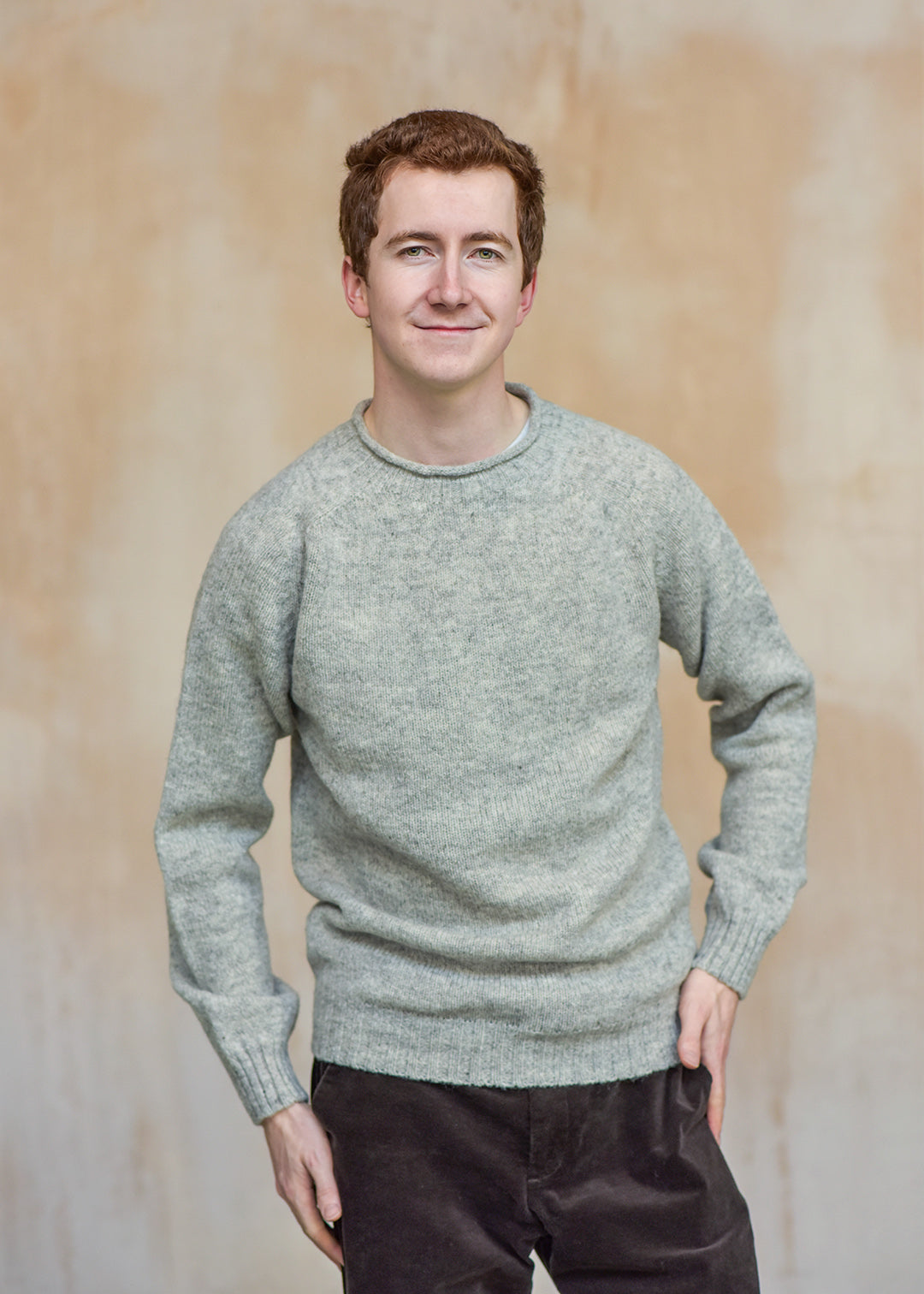 Shetland wool jumper in natural pale grey.