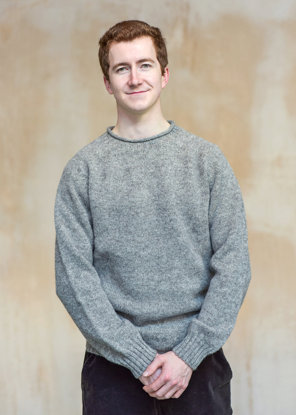 Shetland wool jumper in natural grey.