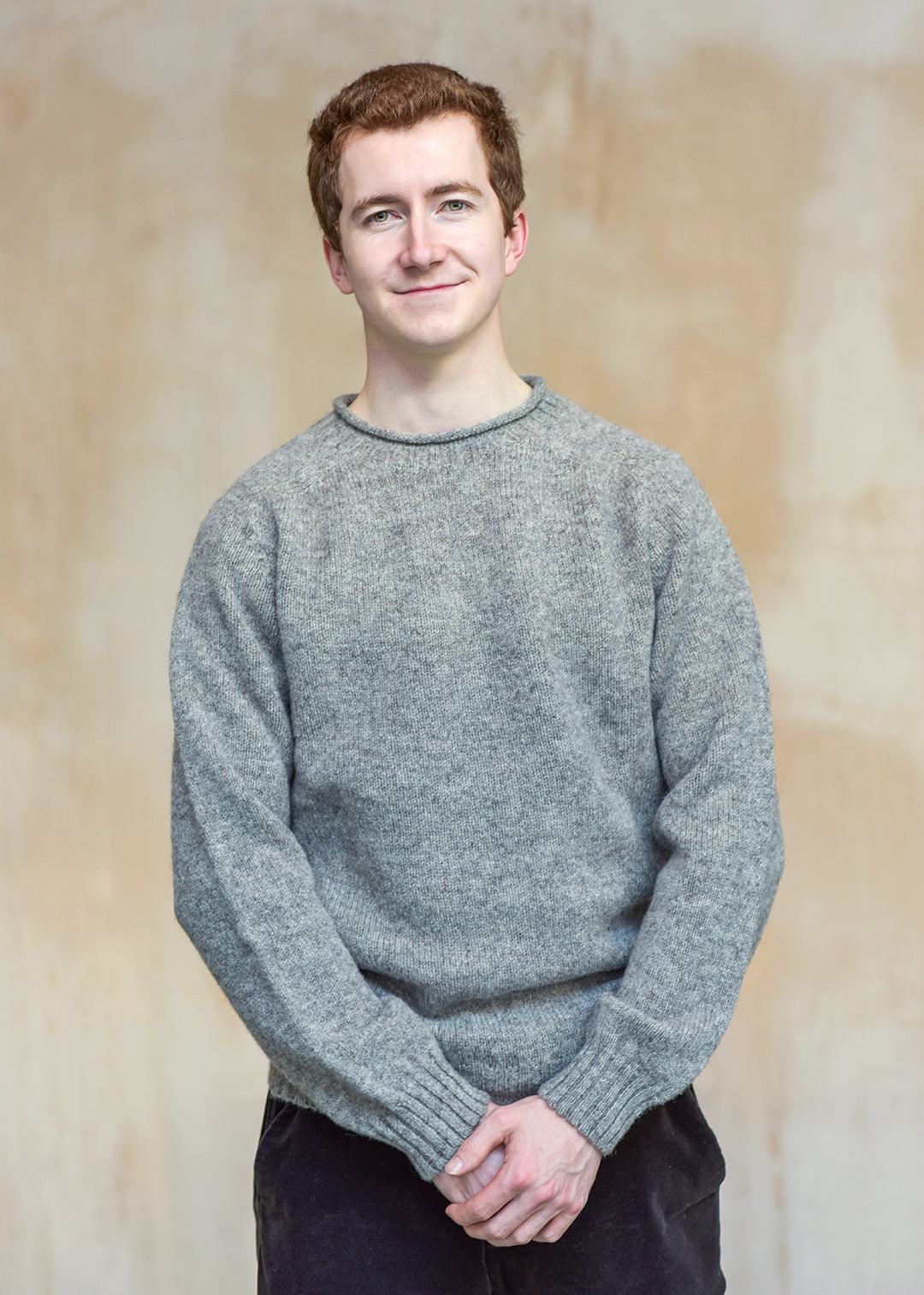 Shetland wool jumper in natural grey.