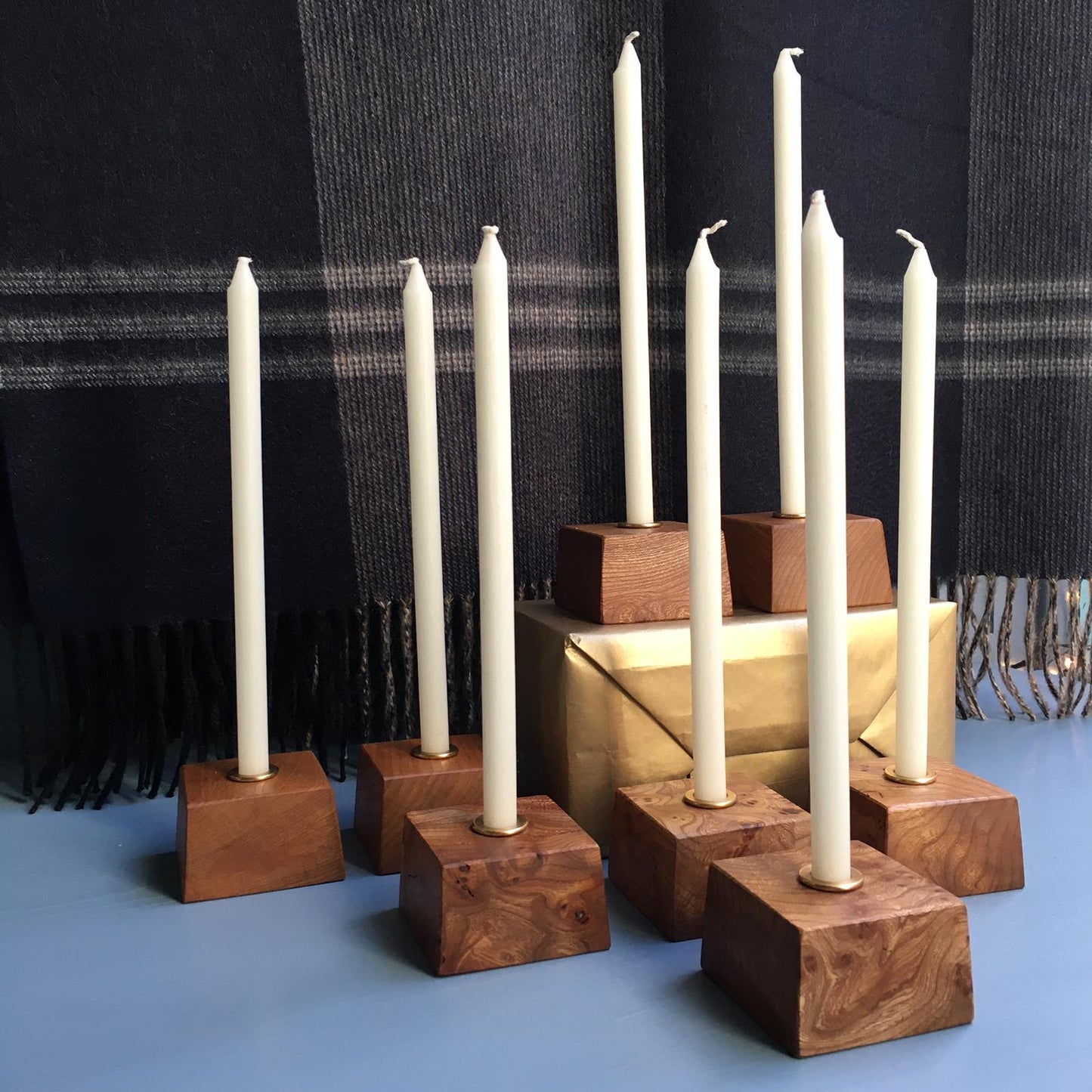 Elm Candle Holder with Candle