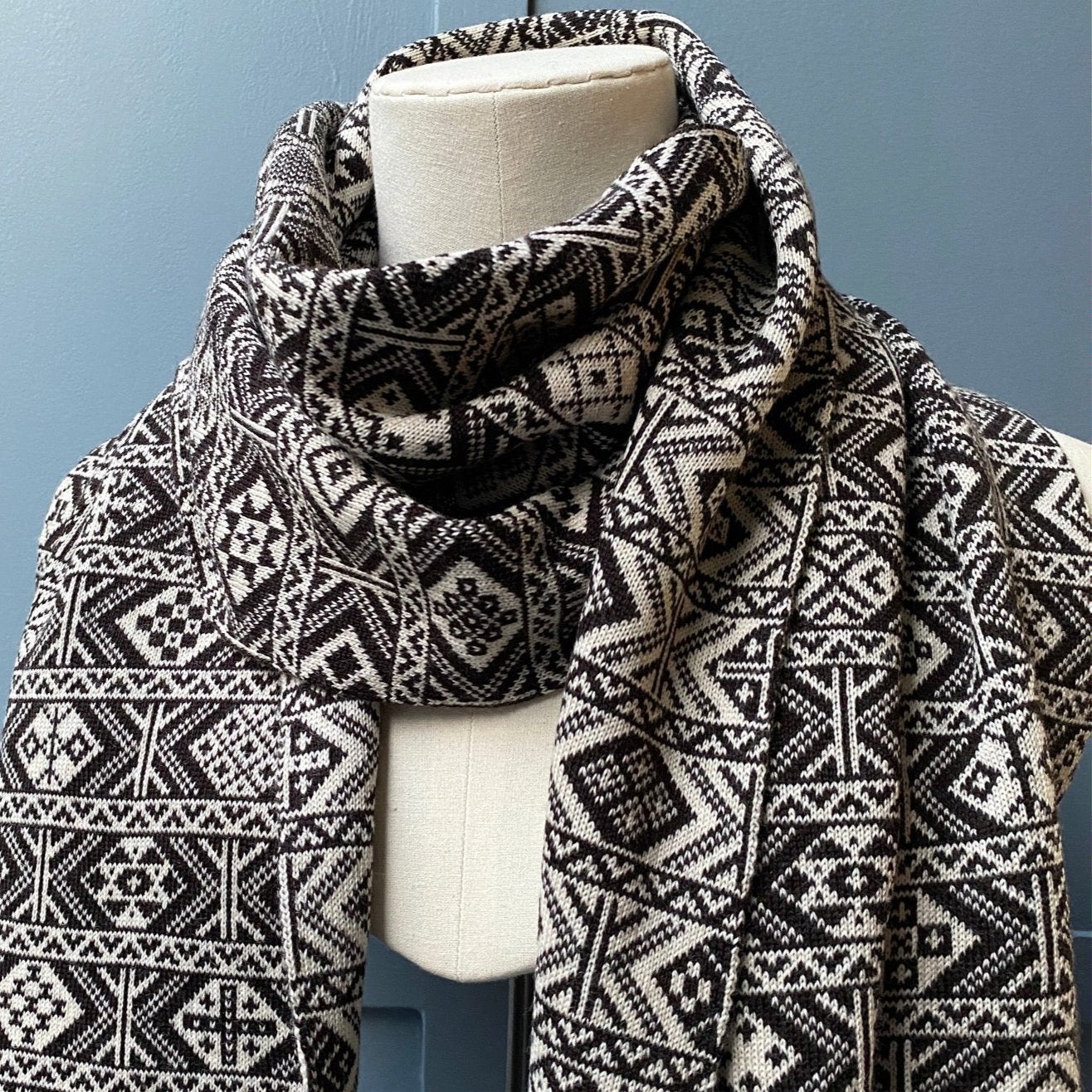 Large black deals and white scarf