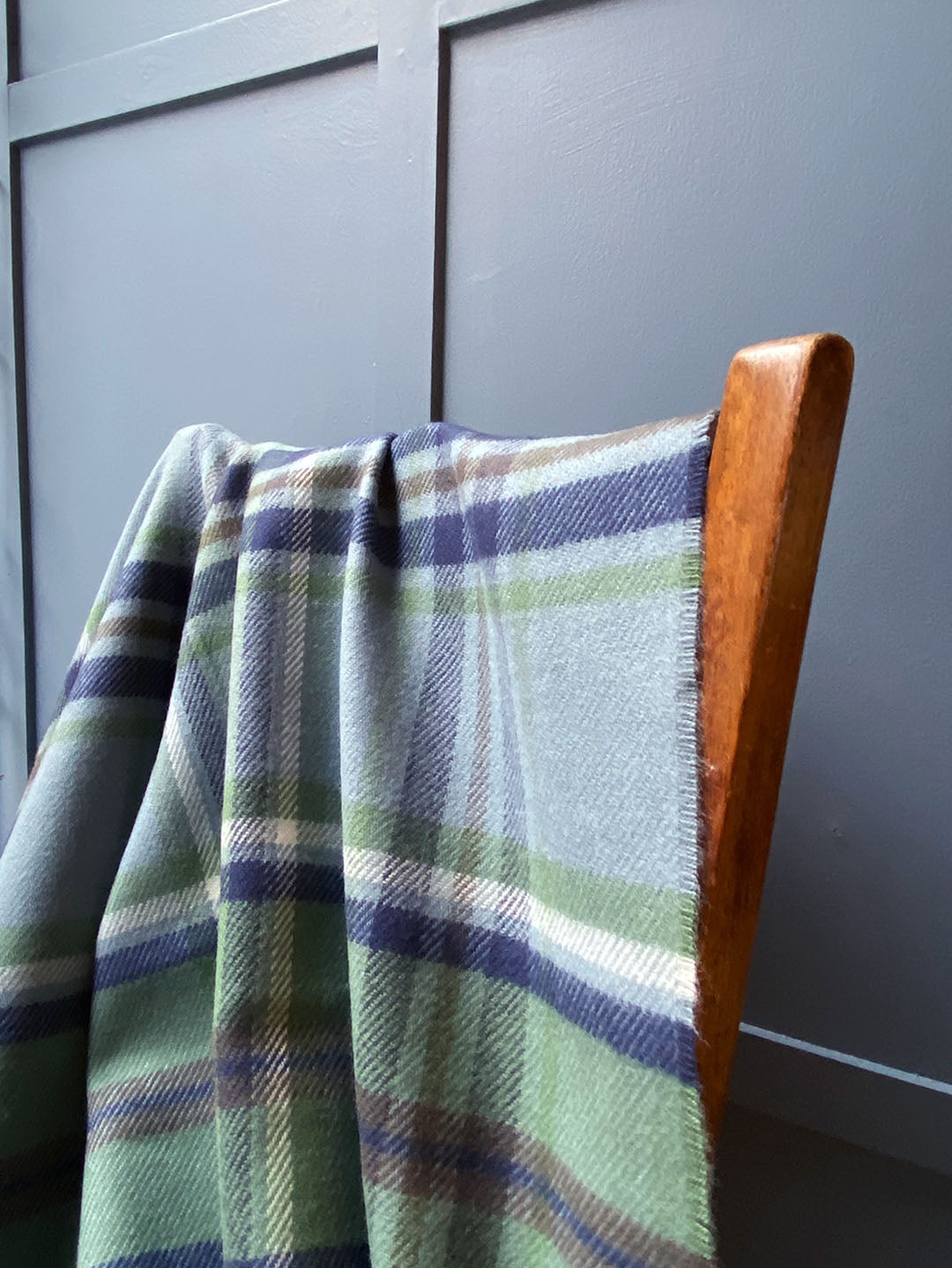 Araminta Campbell heritage tartan wool blanket in Beech Dappled Skies at Scottish Textiles Showcase