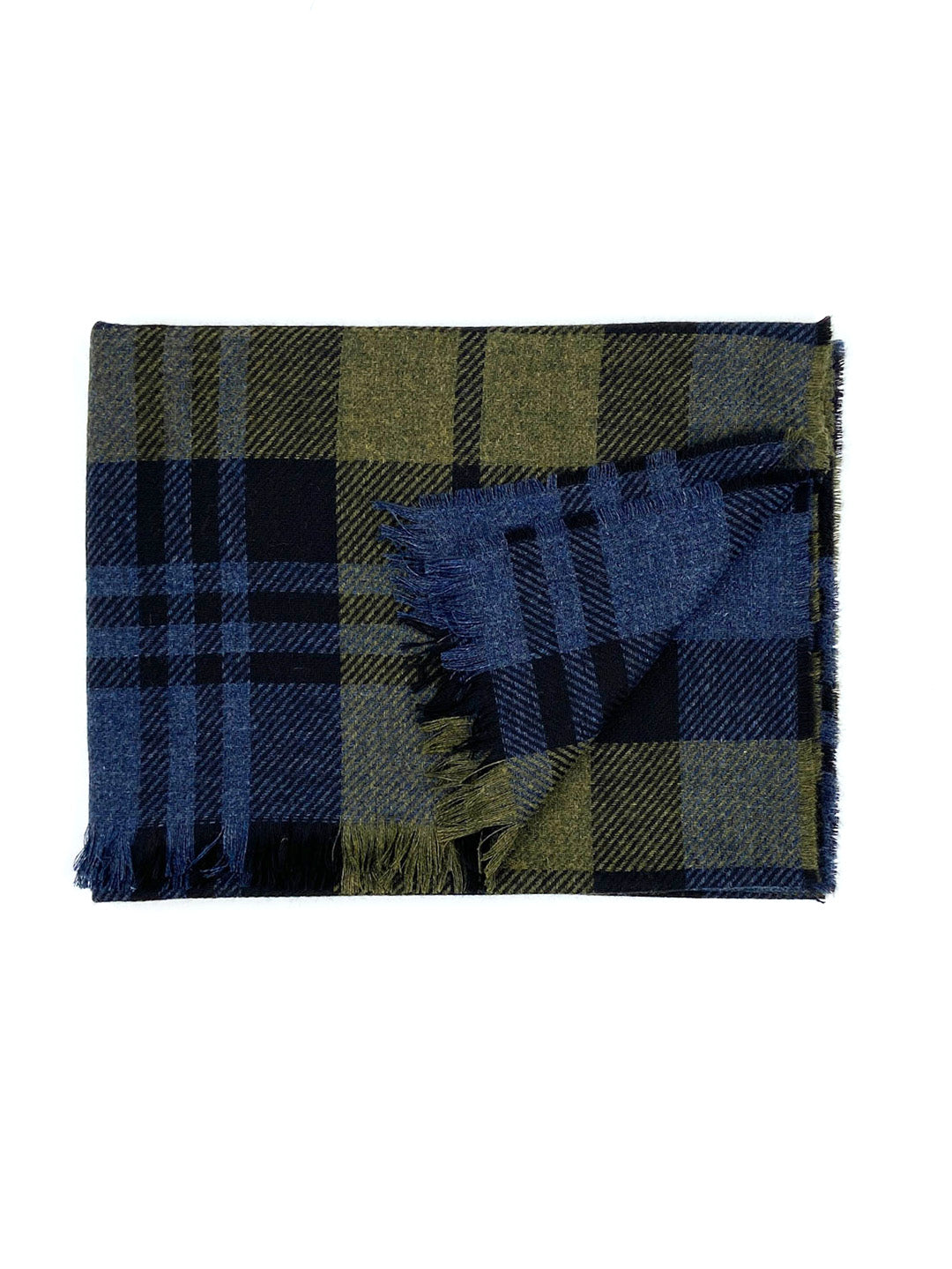 Brock stole in black watch olive woven in the scottish borders