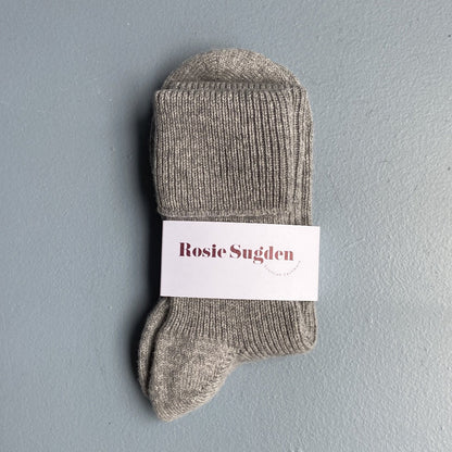 Knitted cashmere bed socks, grey. 