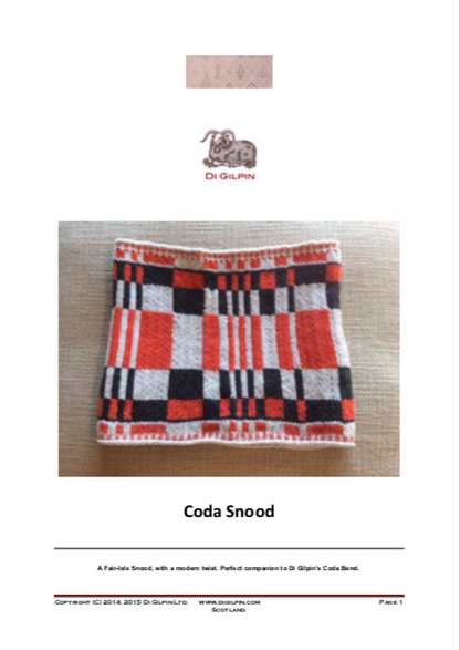 Coda snood knitting pattern with geometric design