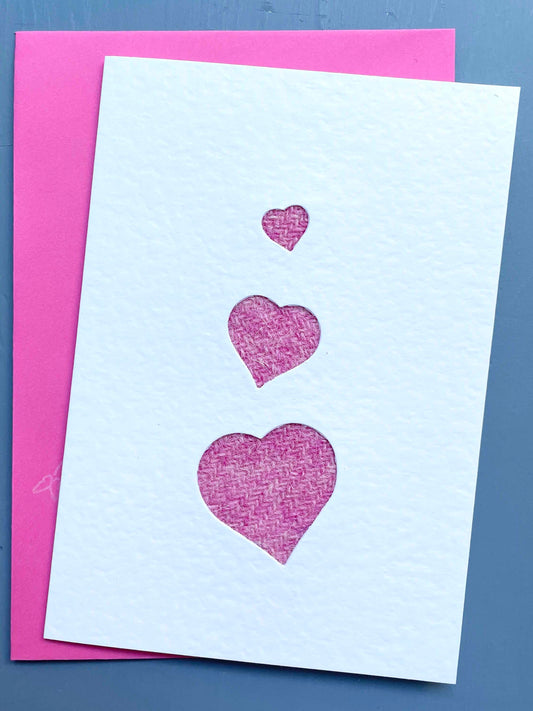 Dancing Hearts Harris Tweed Greetings Card