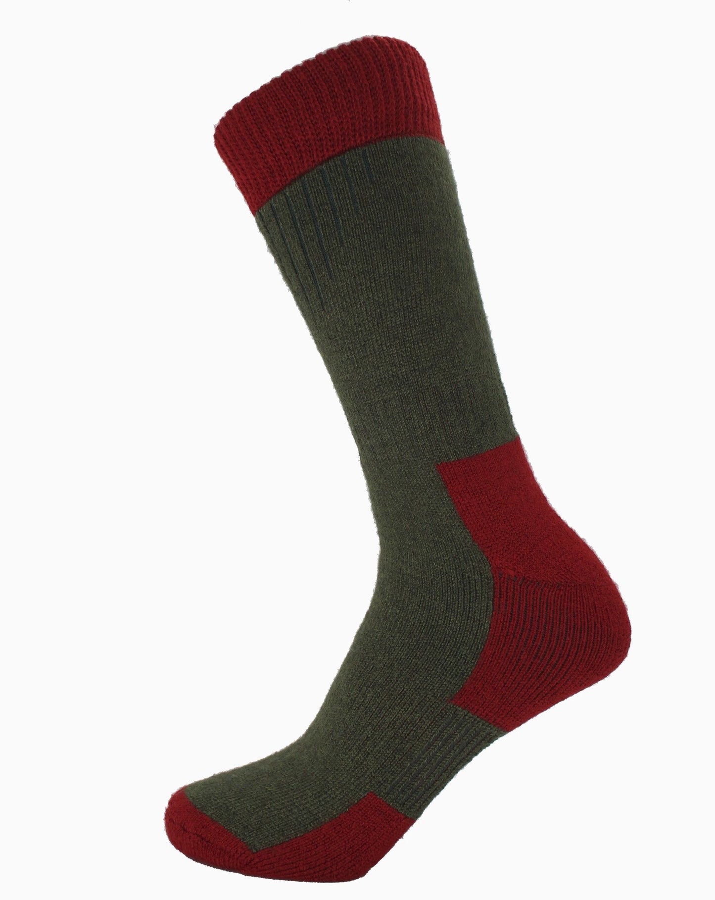 Mens Glen Socks Merino Wool  Spruce/Red