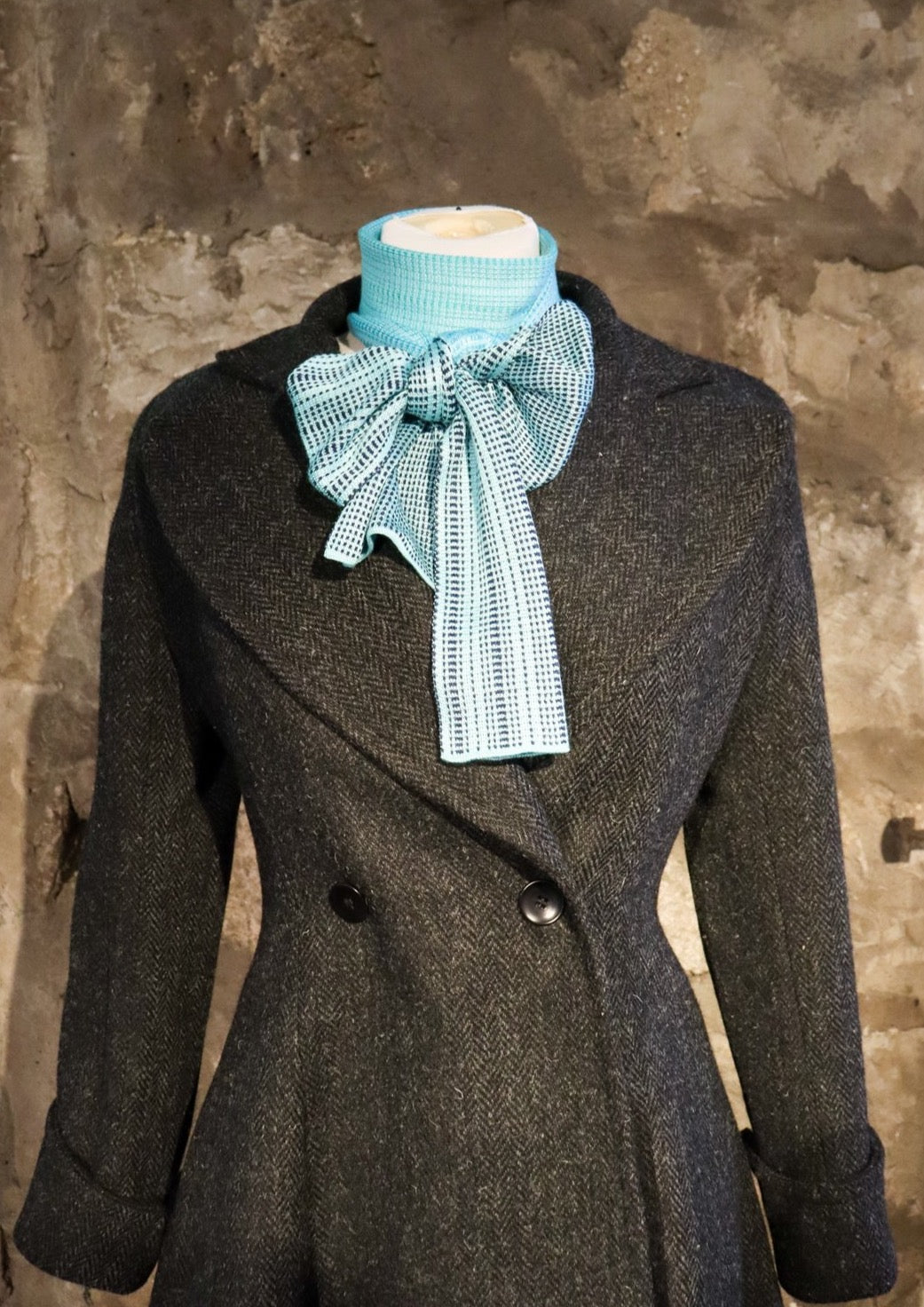 Harris Tweed Edith Coat Black Herringbone