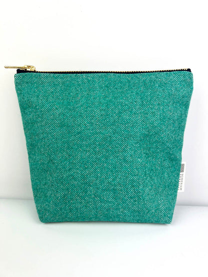Jade coloured Tweed bag woven in Elgin, and made in Dunfermline. Scottish textiles showcase