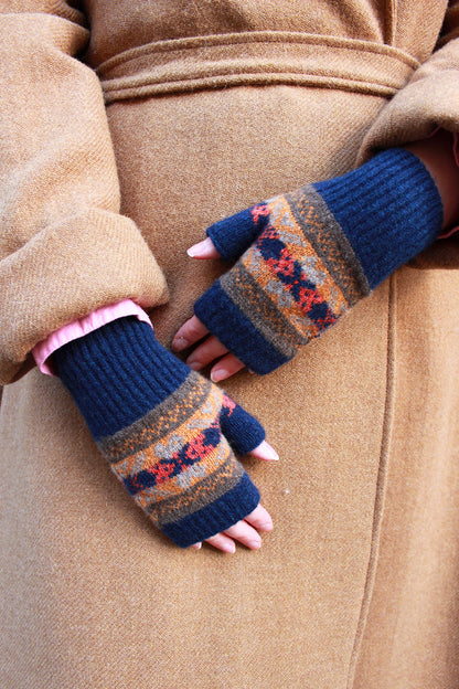 May mittens in terracotta colour way, knitted in scotland