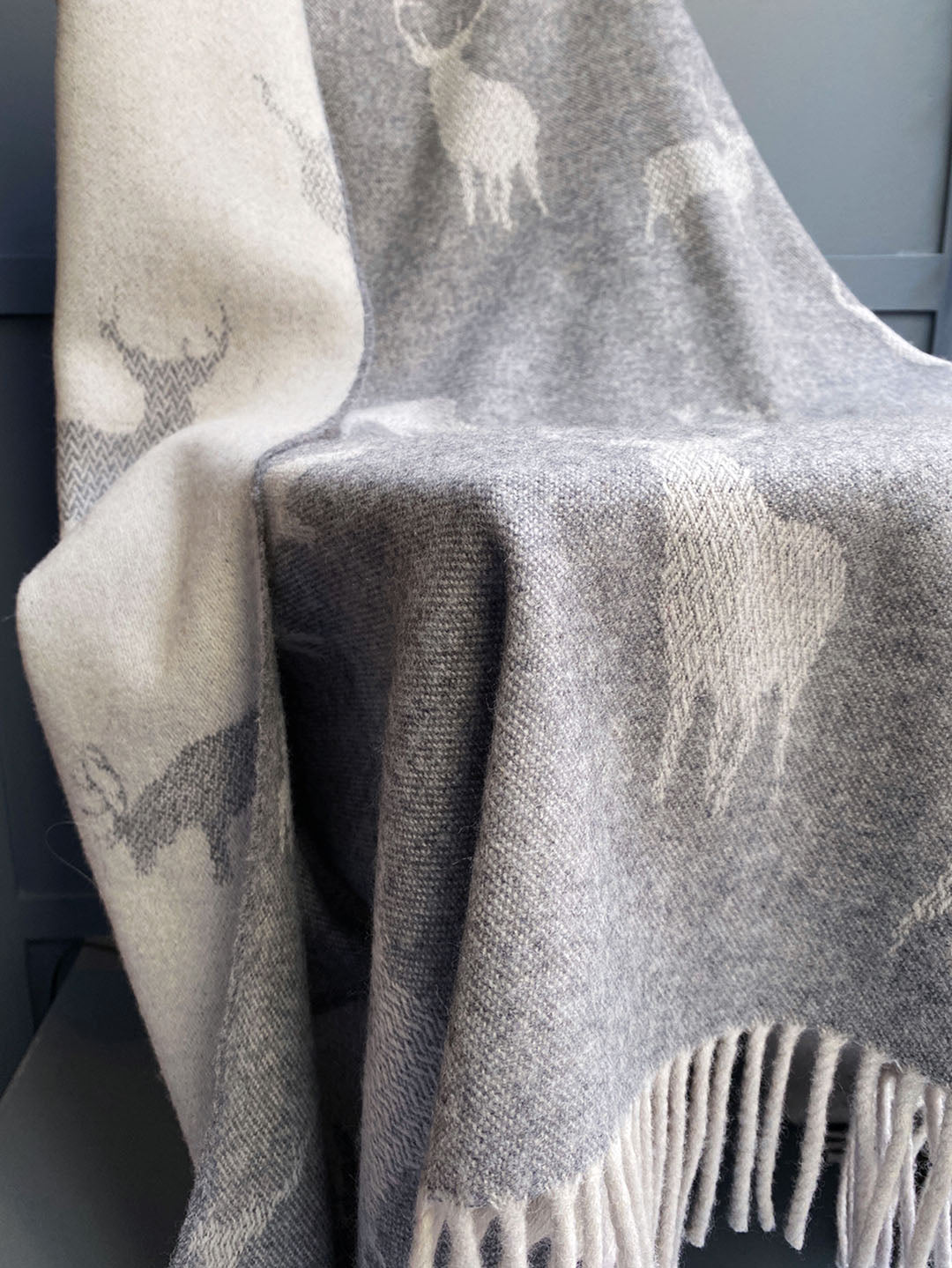 Grey stag throw shop