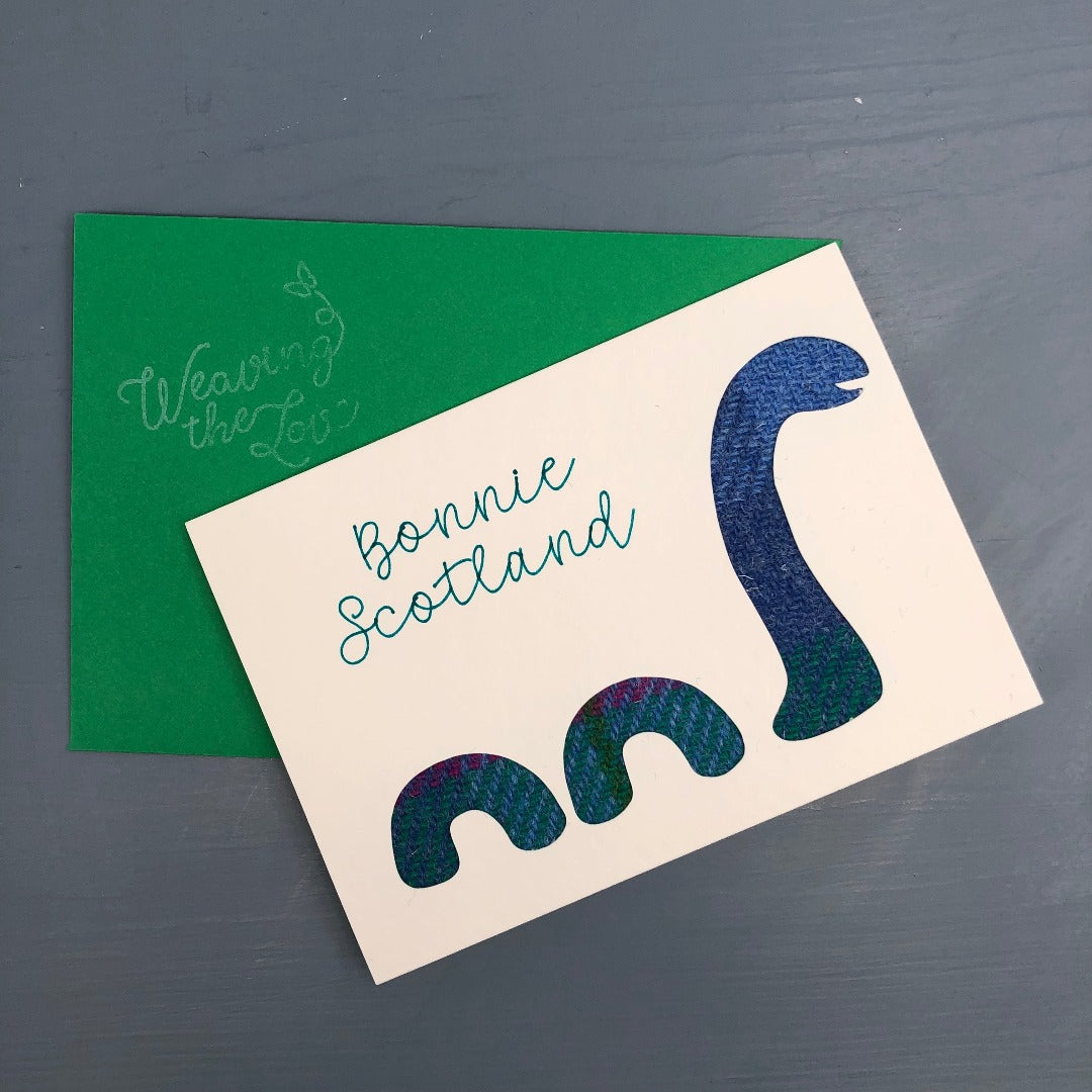 Bonnie Scotland Harris Tweed Greetings Card
