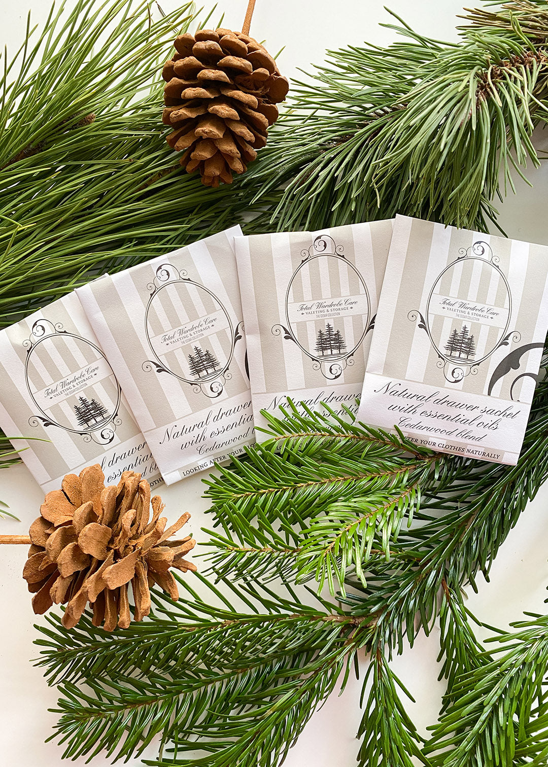 Natural anti-moth cedarwood drawer sachets.