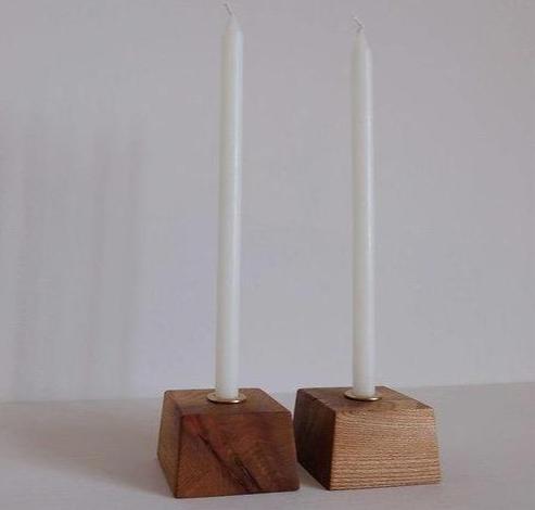 Elm Candle Holder with Candle