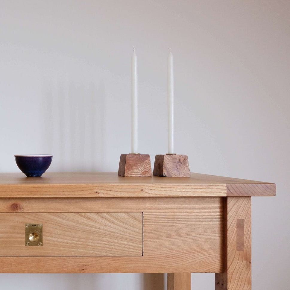 Elm Candle Holder with Candle