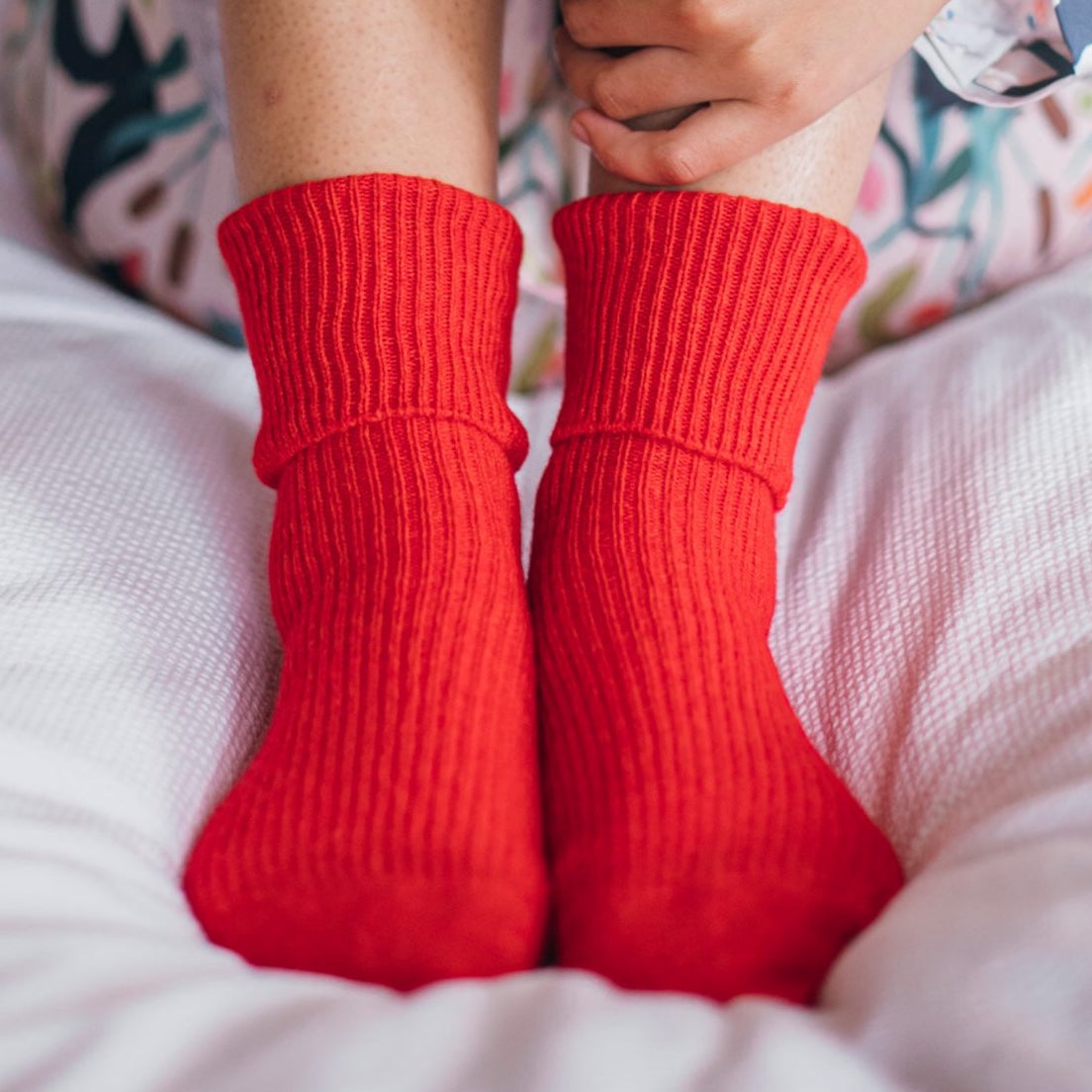 Cashmere Bed Socks Red