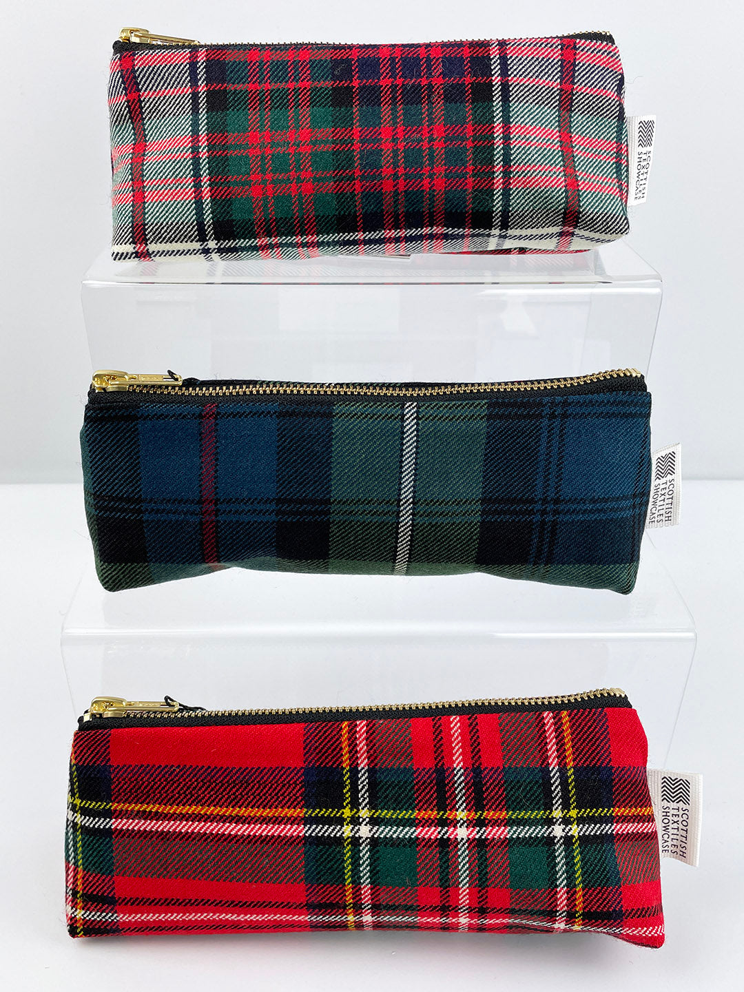 Scottish tartan pencil cases made from pure wool.